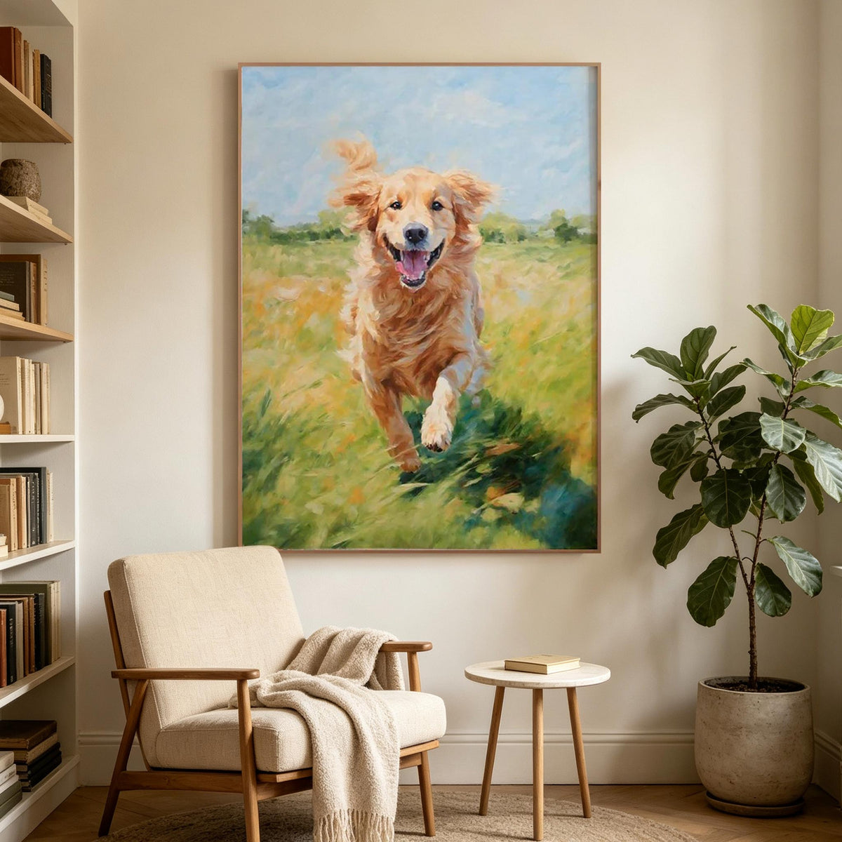 Running Golden Retriever Wall Art #AN018