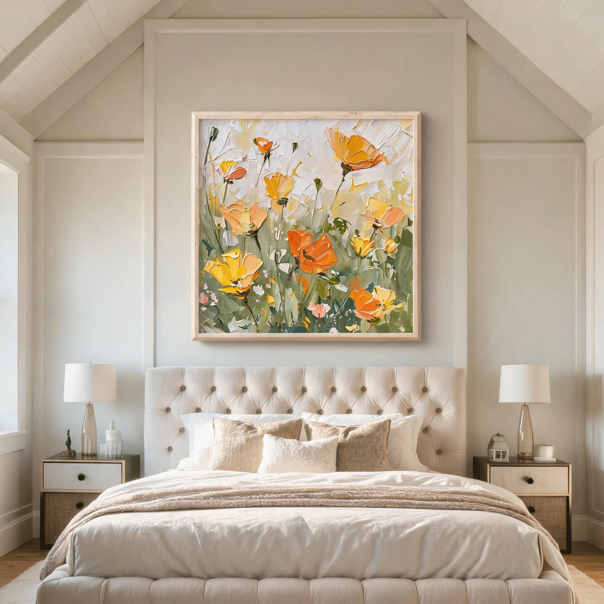 Orange Poppy Floral Wall Art #FL068