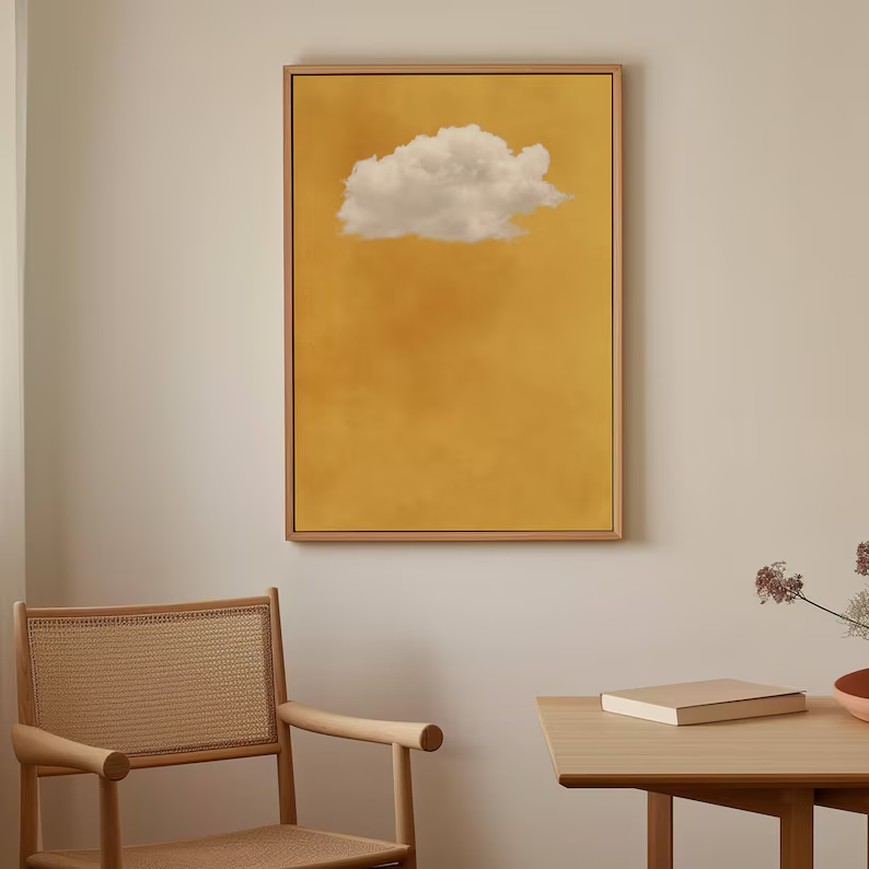 Golden Sky Cloud Canvas Wall Art — Minimalist Oil Painting  #PP003