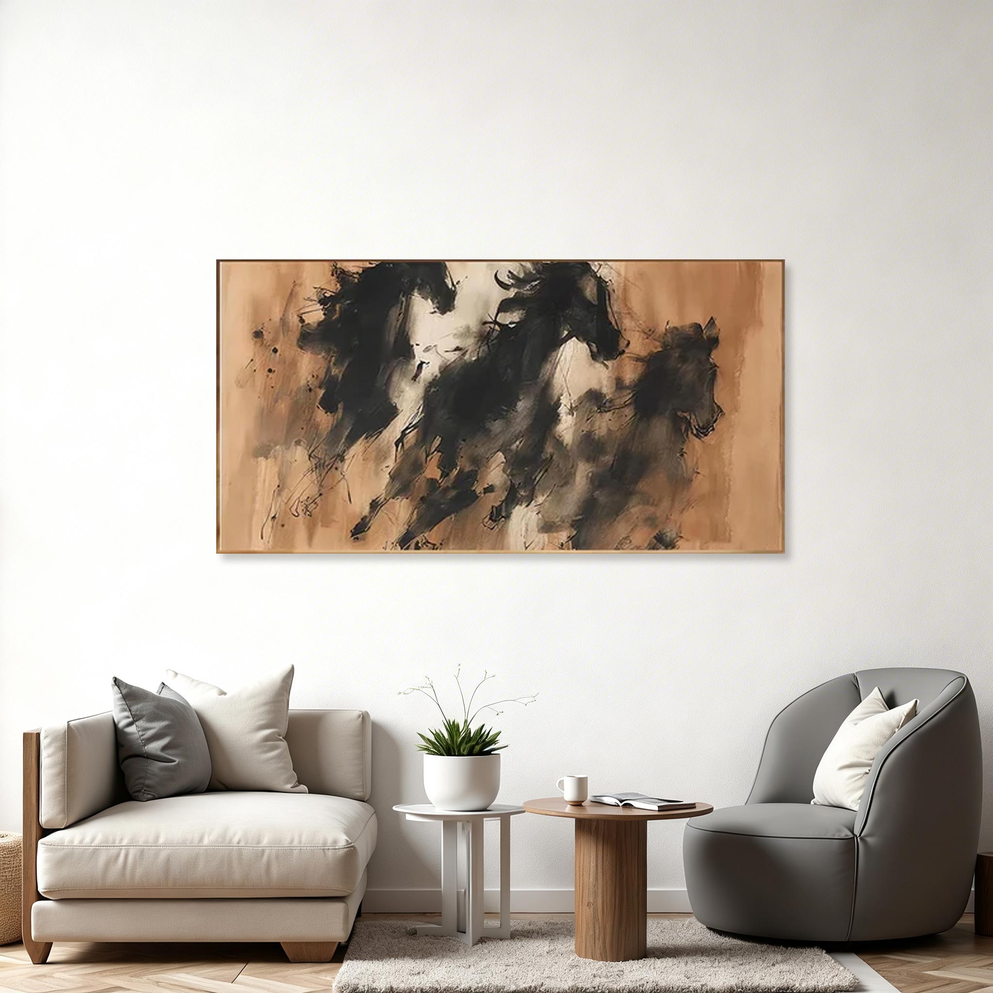 Abstract Three Horses Canvas Wall Art #HA012