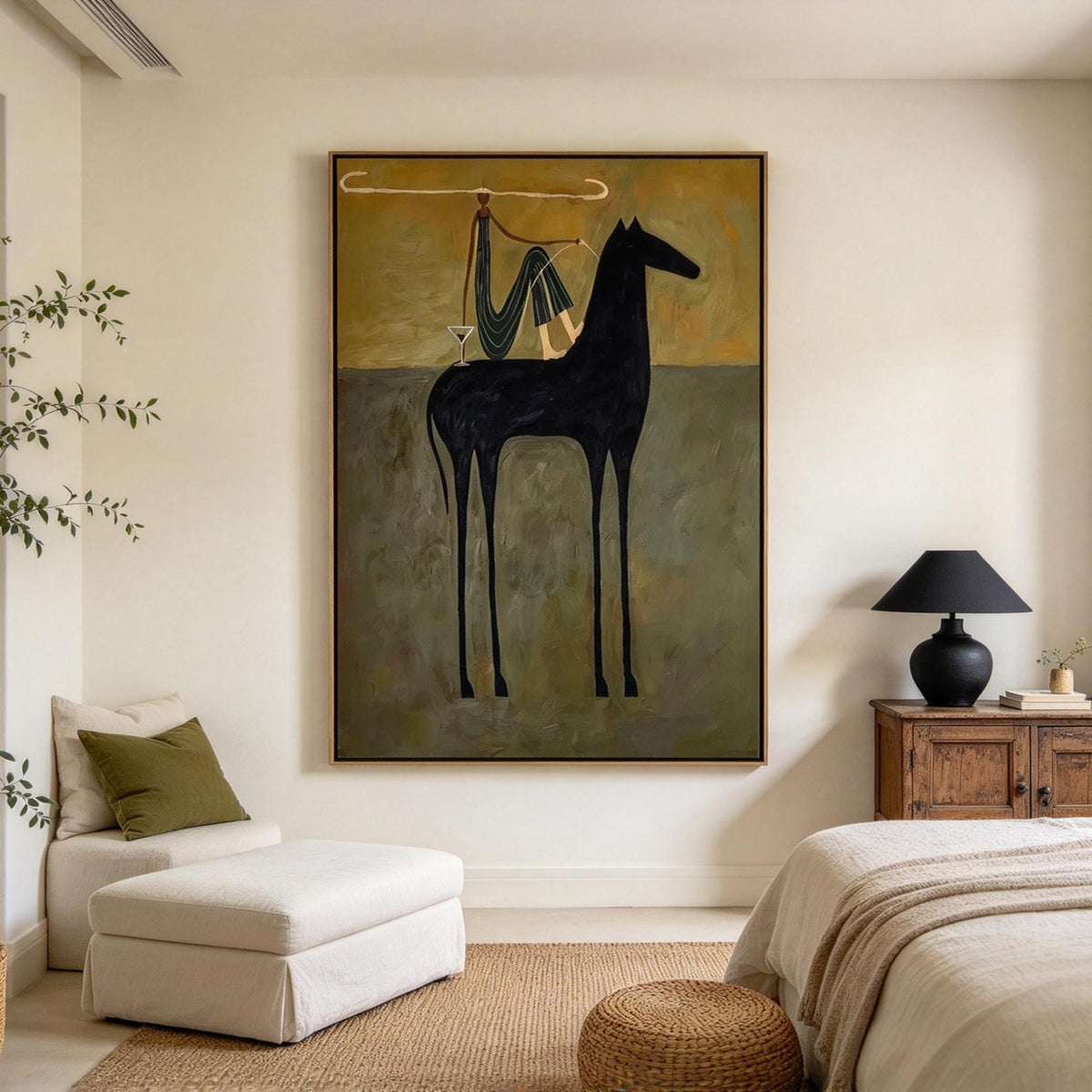 Black Horse & Martini Glass Whimsical Wall Art #HA064