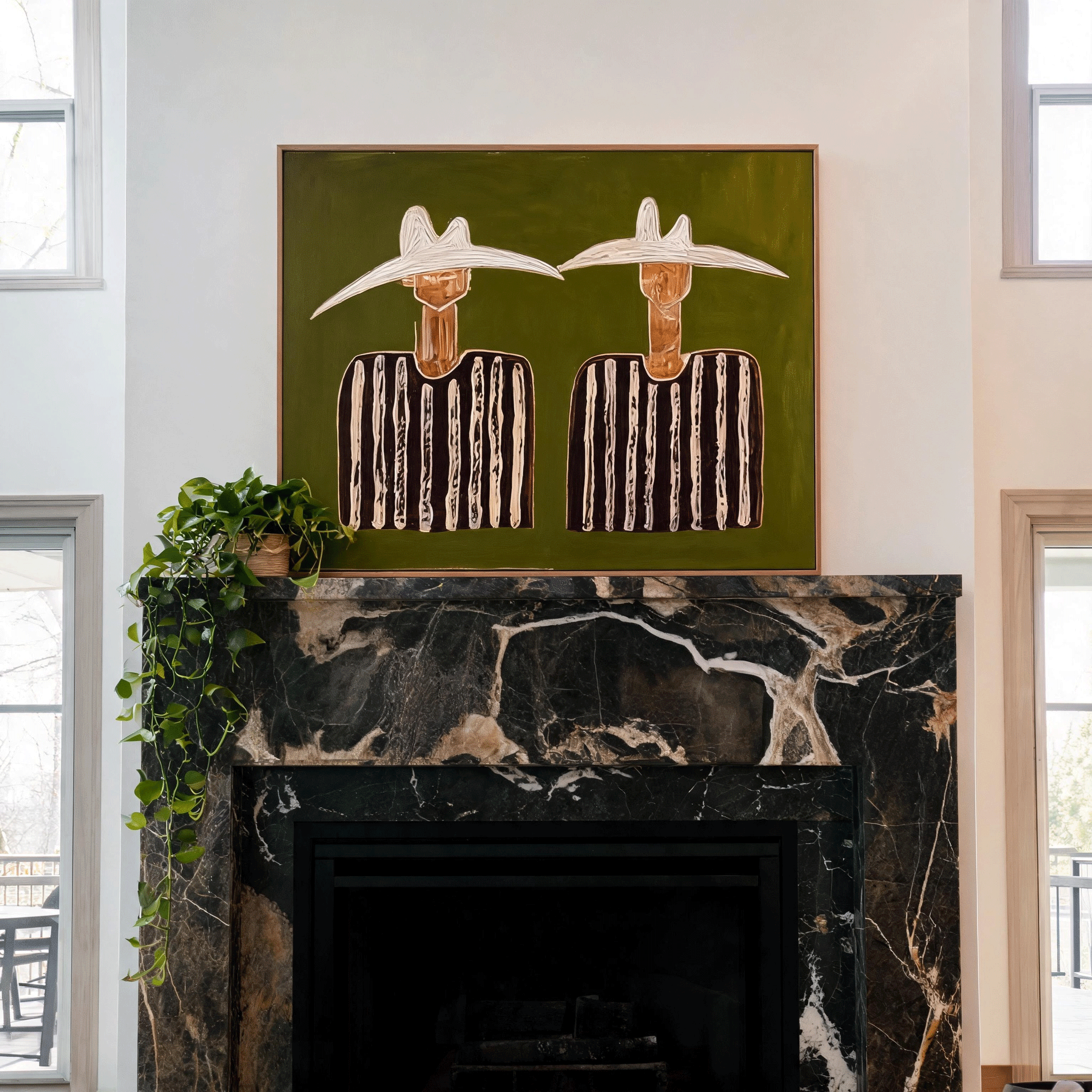 Modern Cowboy Wall Art | Minimalist Western Oil Painting #MA042