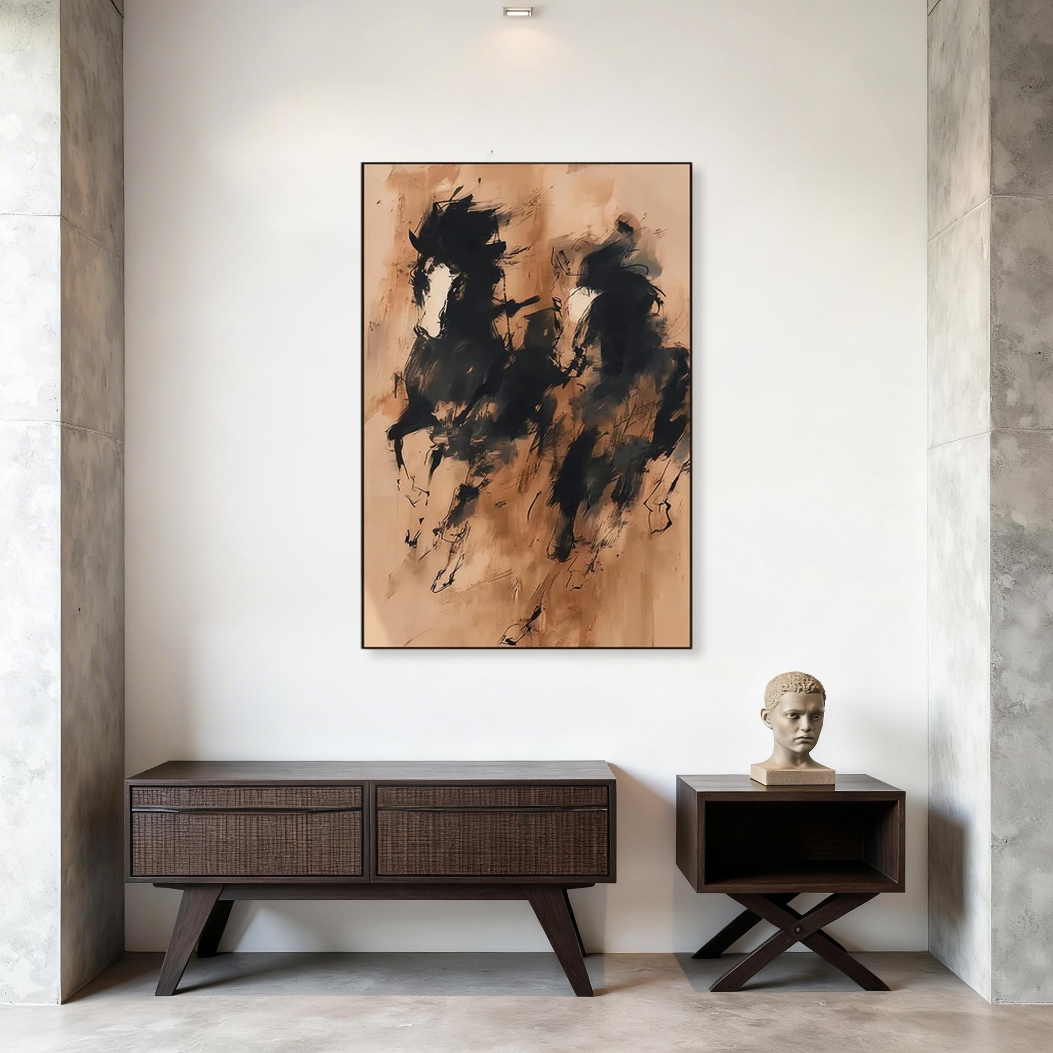 Abstract Two Horses Canvas Wall Art #HA013