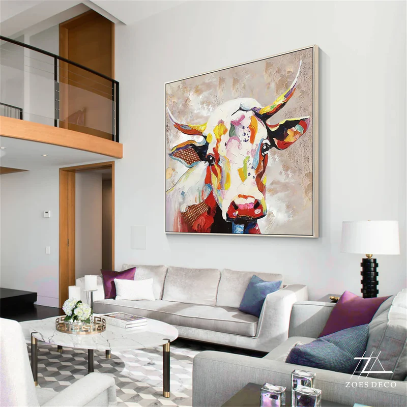 Abstract Animal Art Cow Texture Wall Art #AT015
