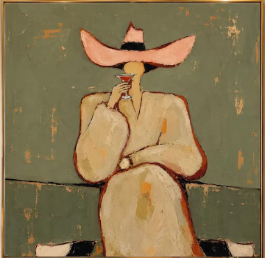 Cocktail Lady Wall Art | Contemporary Figurative Oil Painting #CP063