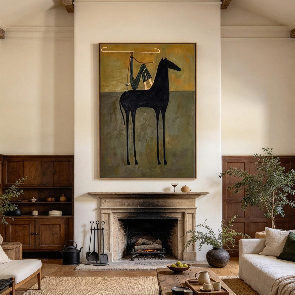 Black Horse & Martini Glass Whimsical Wall Art #HA064