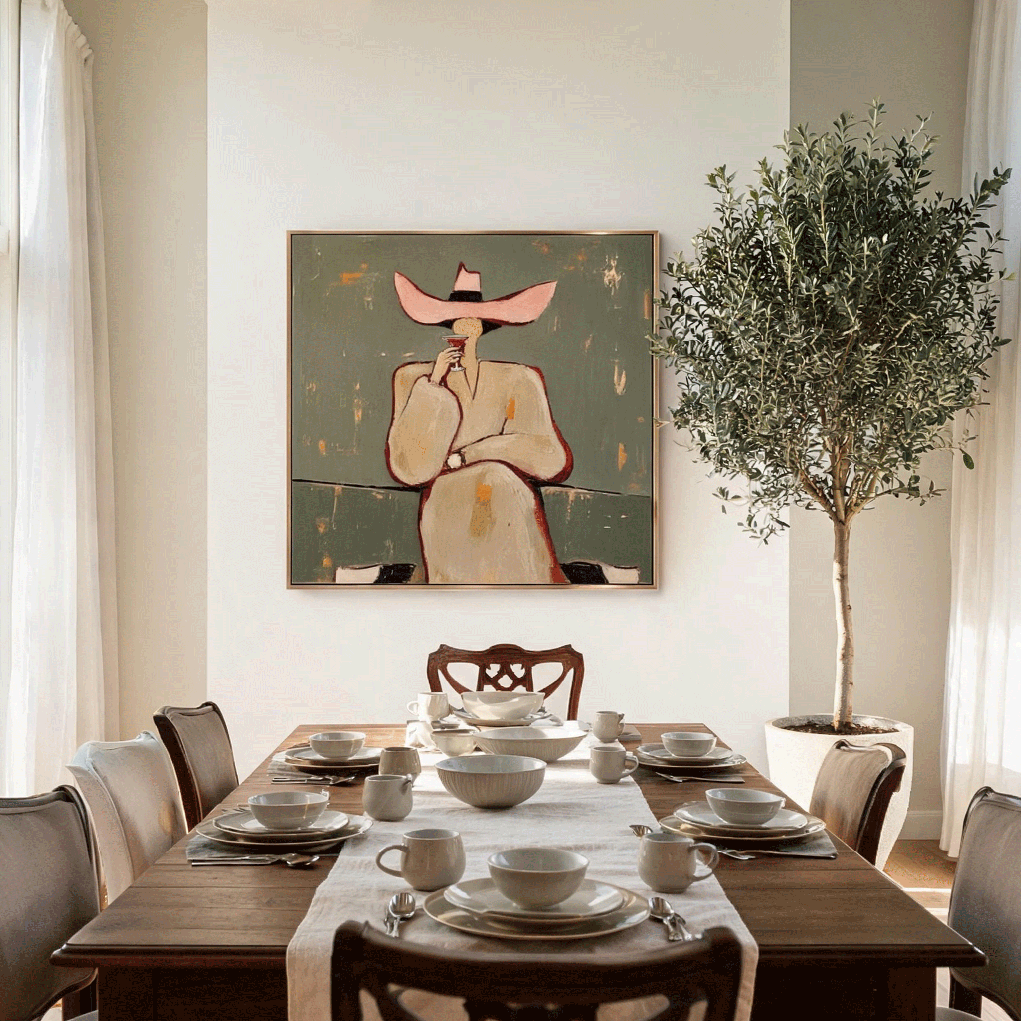 Cocktail Lady Wall Art | Contemporary Figurative Oil Painting #CP063