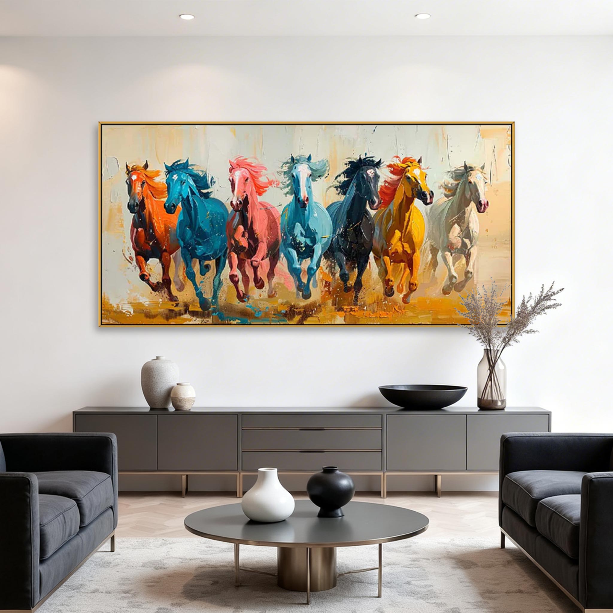Colorful Running Horses Wall Art #HA004