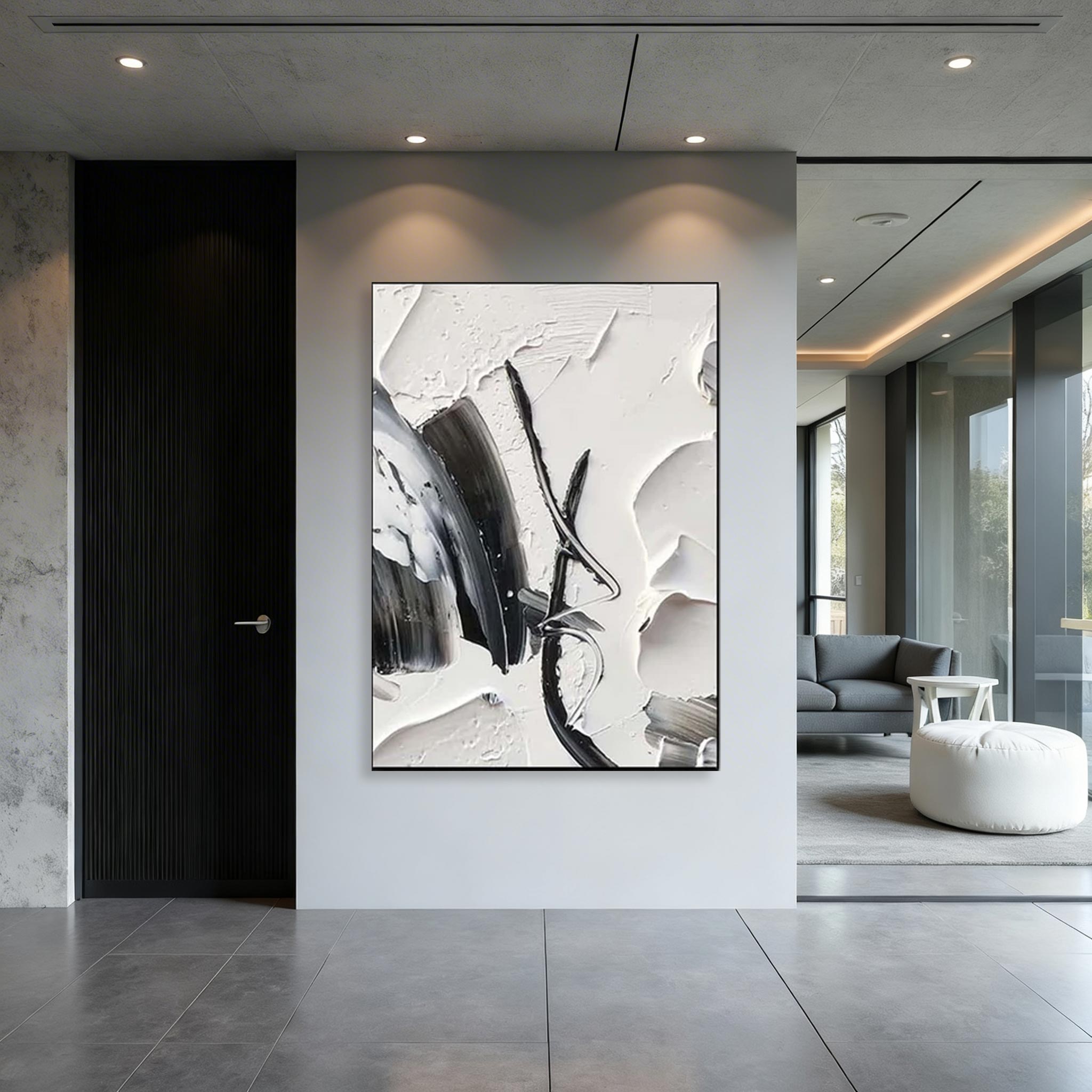 Black and White Abstract Canvas Wall Art #CP009