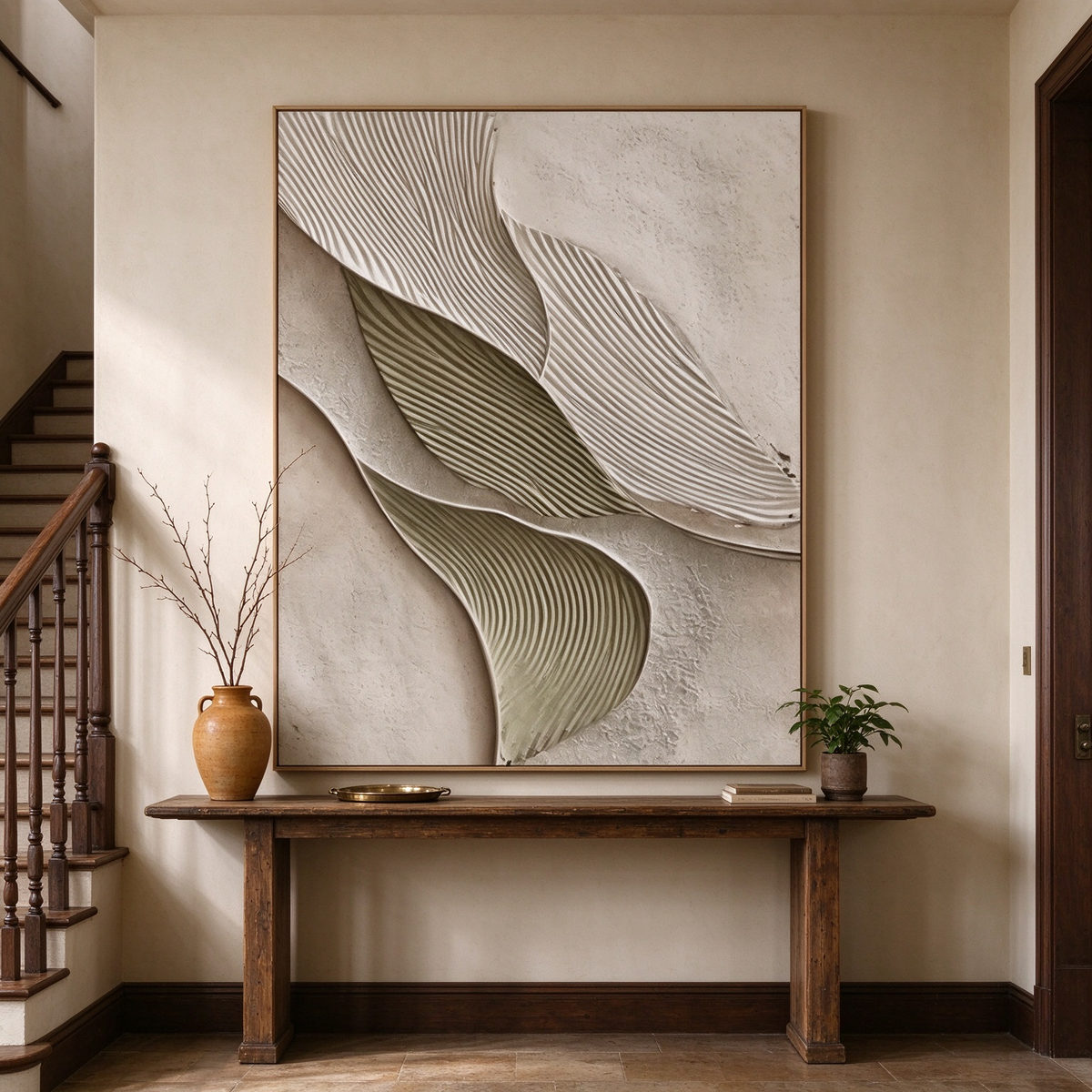Leaf Fold – 3D Textured Minimalist Plaster Art #CA006