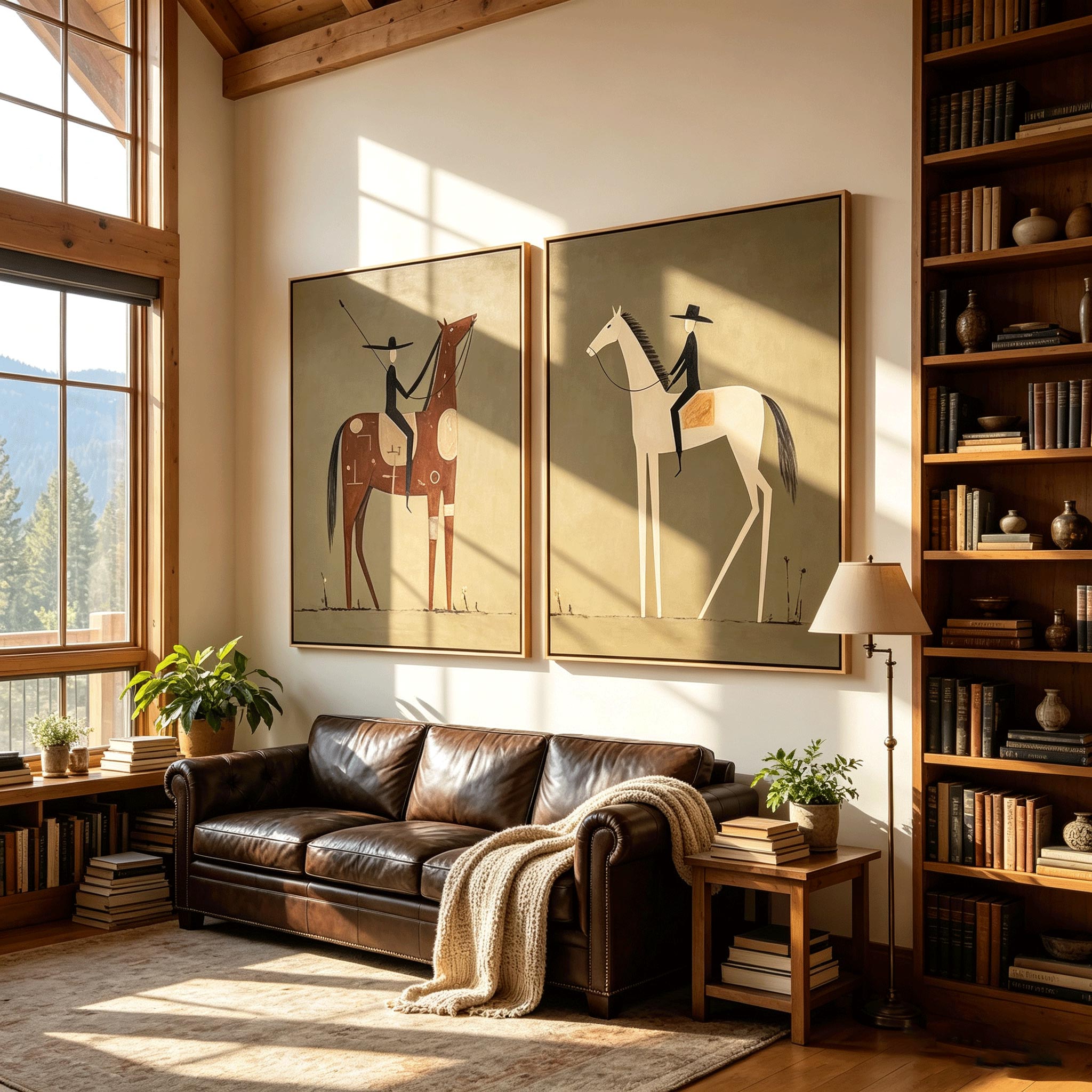 Desert Vanguard – Whimsical Geometric Horse Painting #HA057