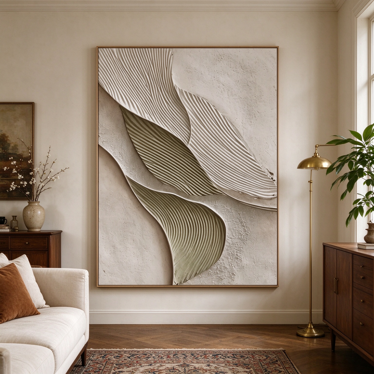 Leaf Fold – 3D Textured Minimalist Plaster Art #CA006