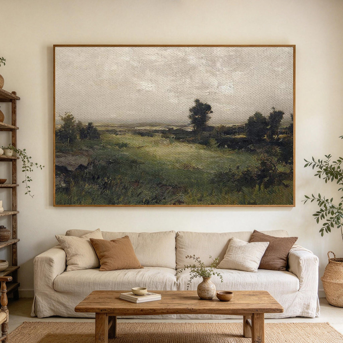 Muted Green Countryside Landscape Wall Art #LS074