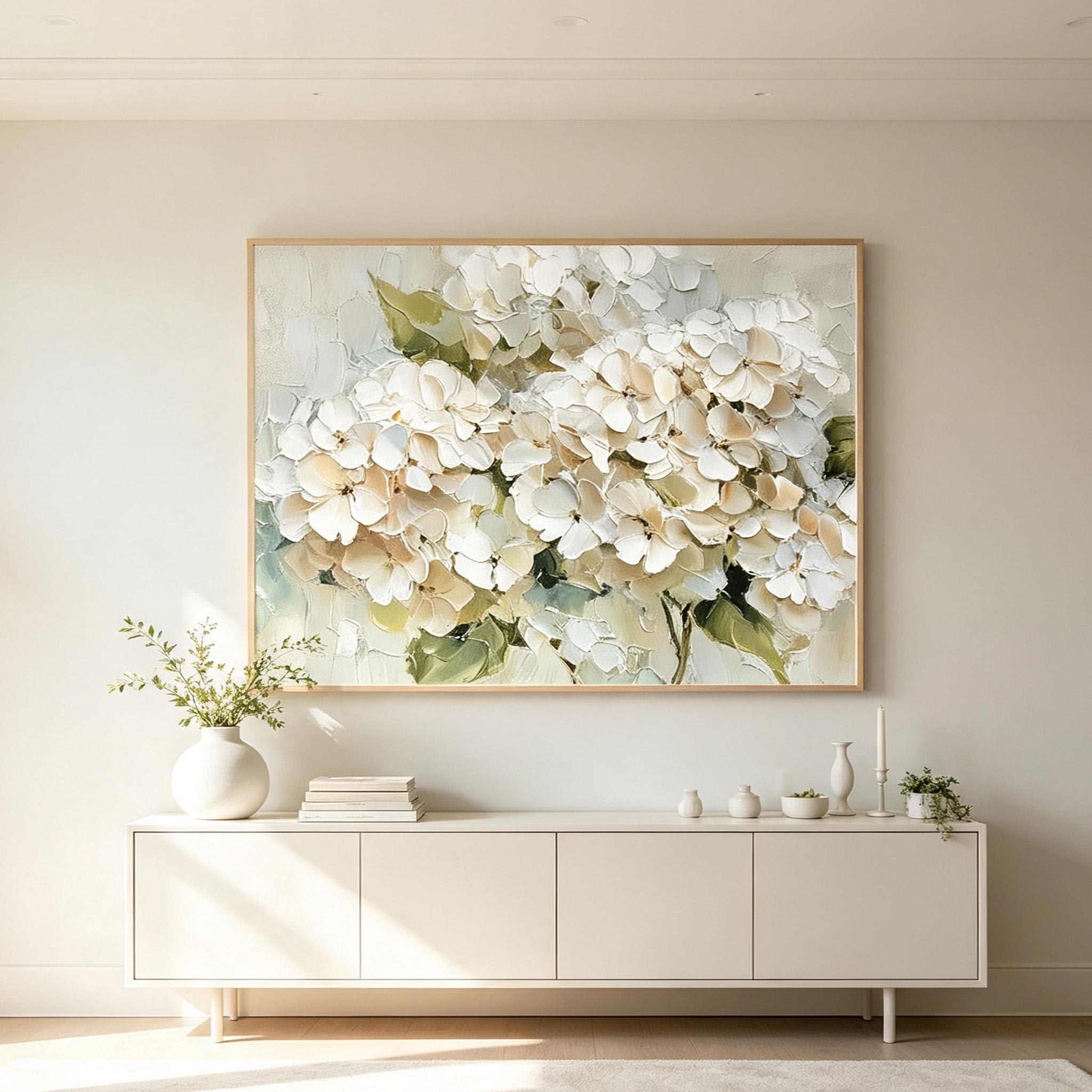 Textured White Hydrangea Wall Art #FL063