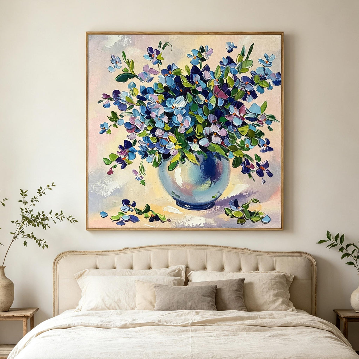 Blue Floral Bouquet Wall Art #FL075