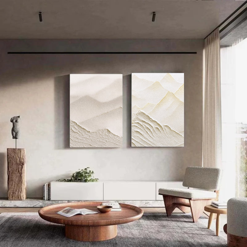 Beige & Brown Textured Minimalist Wall Art Set of 2 #BM002