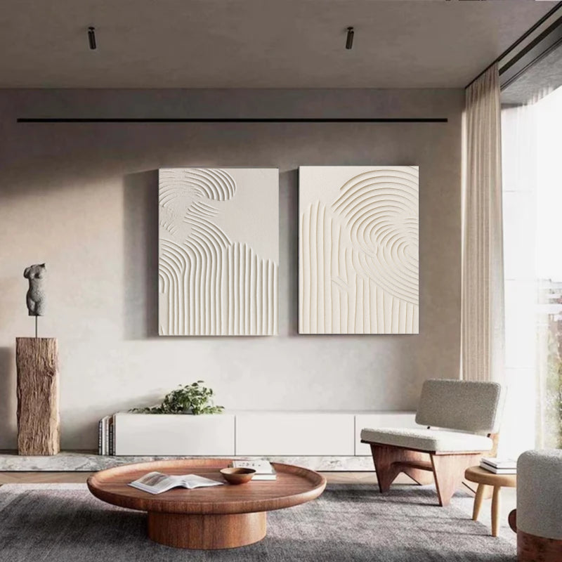 Beige & Brown Textured Minimalist Wall Art Set of 2 #BM004