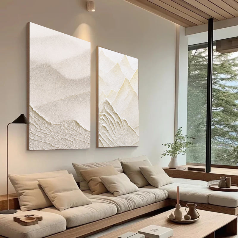 Beige & Brown Textured Minimalist Wall Art Set of 2 #BM002