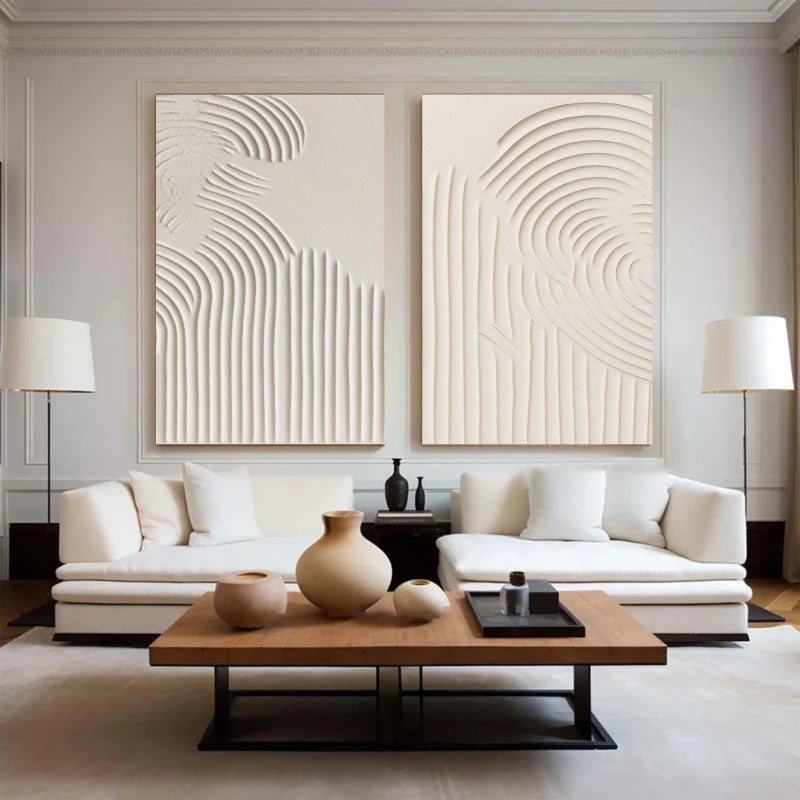 Beige & Brown Textured Minimalist Wall Art Set of 2 #BM004