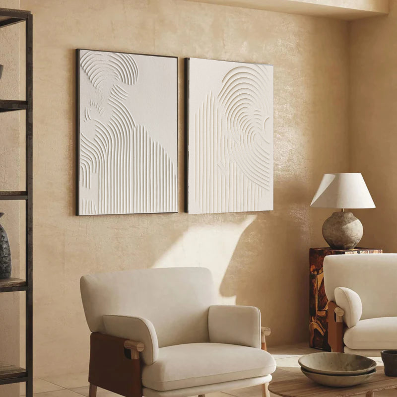 Beige & Brown Textured Minimalist Wall Art Set of 2 #BM004