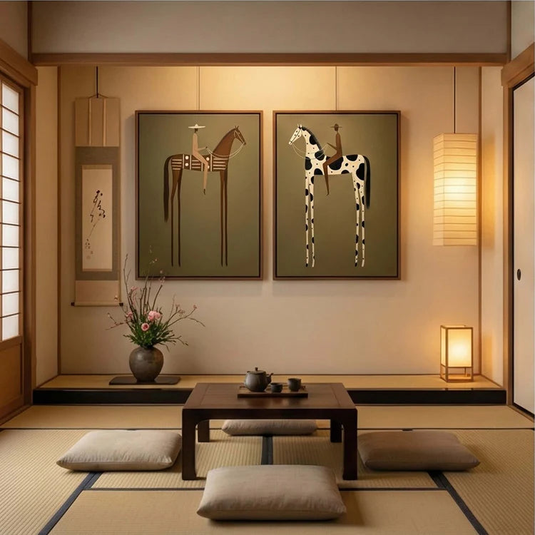Modern Horse Rider Wall Art Long-Legged Duality  Set of 2 HA023