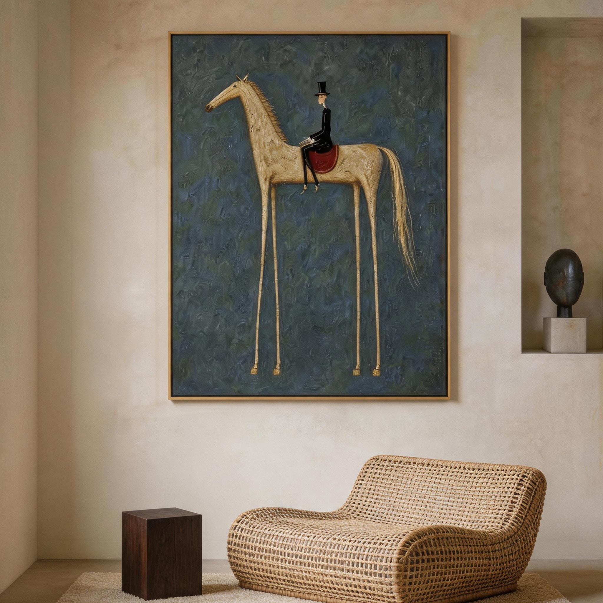The Gentleman Rider — Pale Horse & Top Hat Canvas Wall Art#HA039