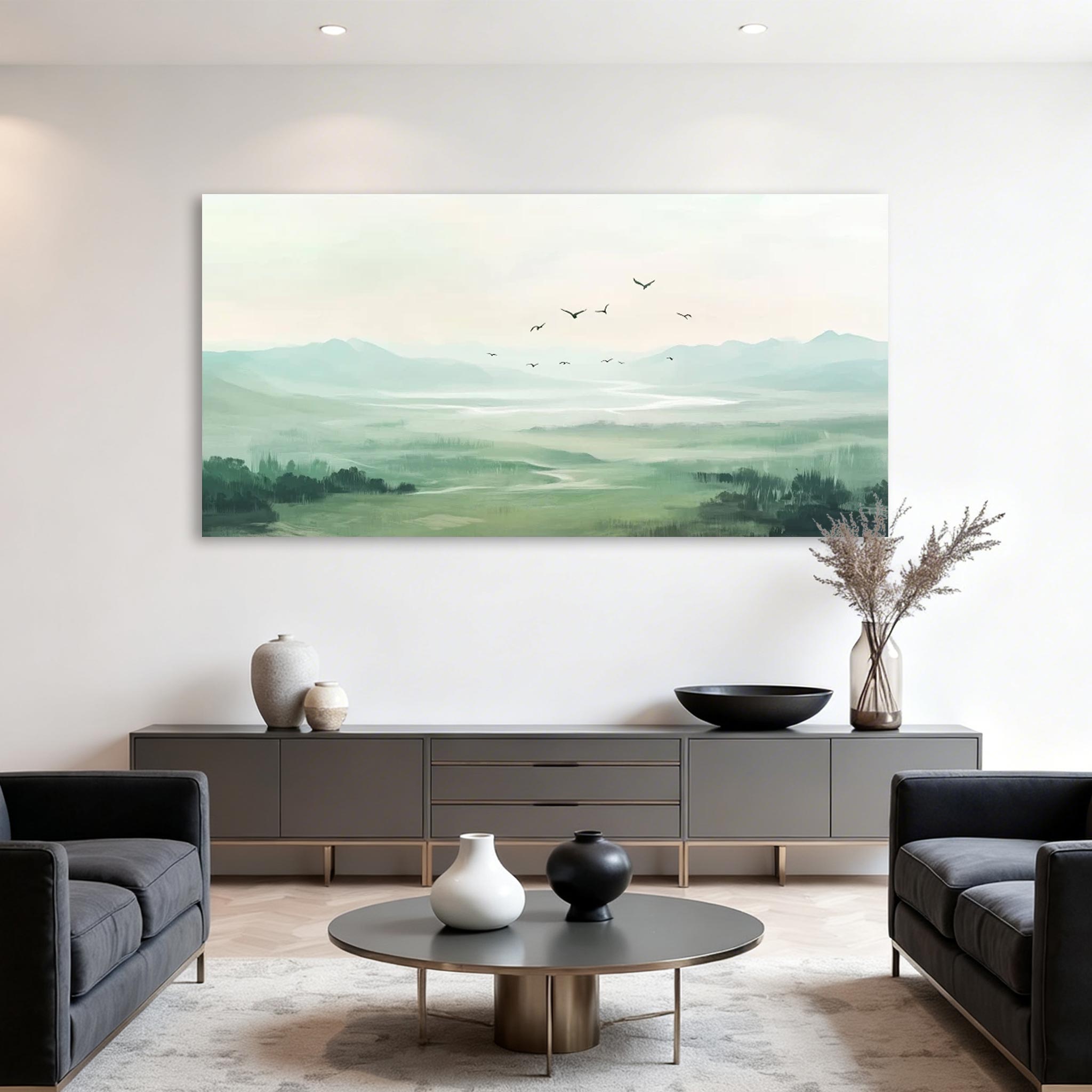 Minimal Green Landscape Wall Art #MA005
