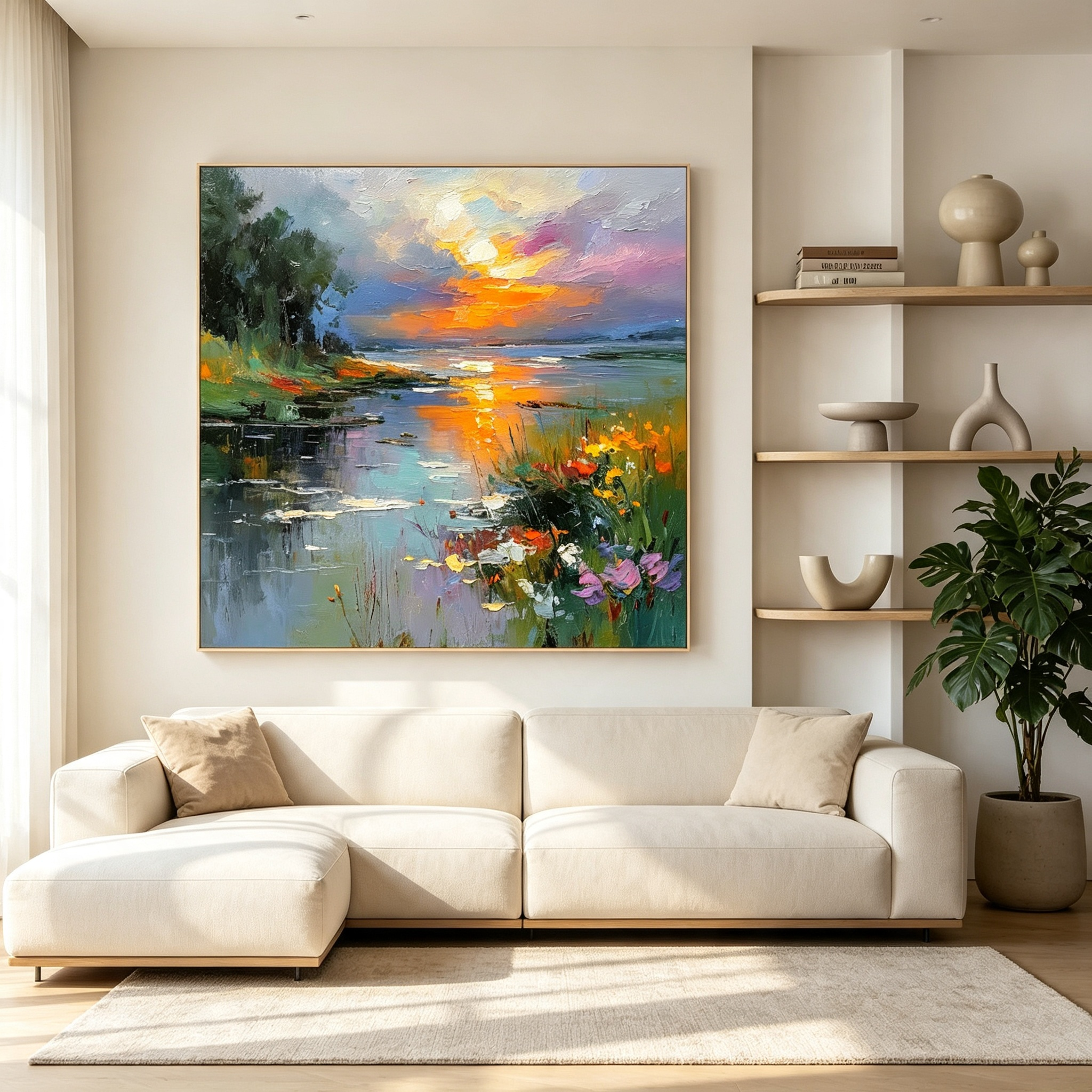 Sunset Lake Landscape Wall Art #LS009