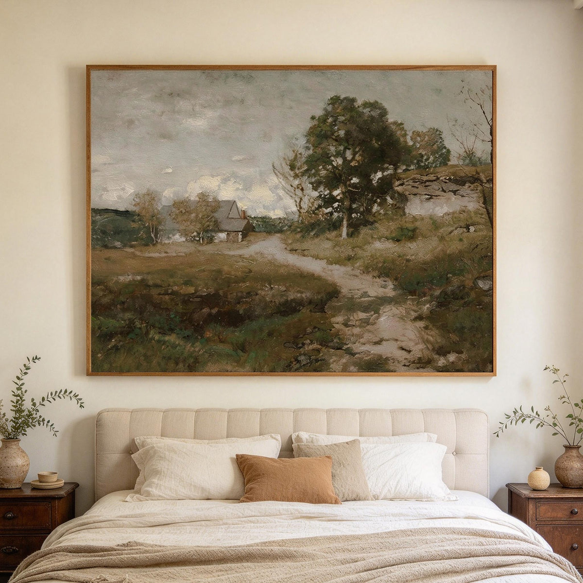 Vintage Countryside Cottage Landscape Wall Art #LS075