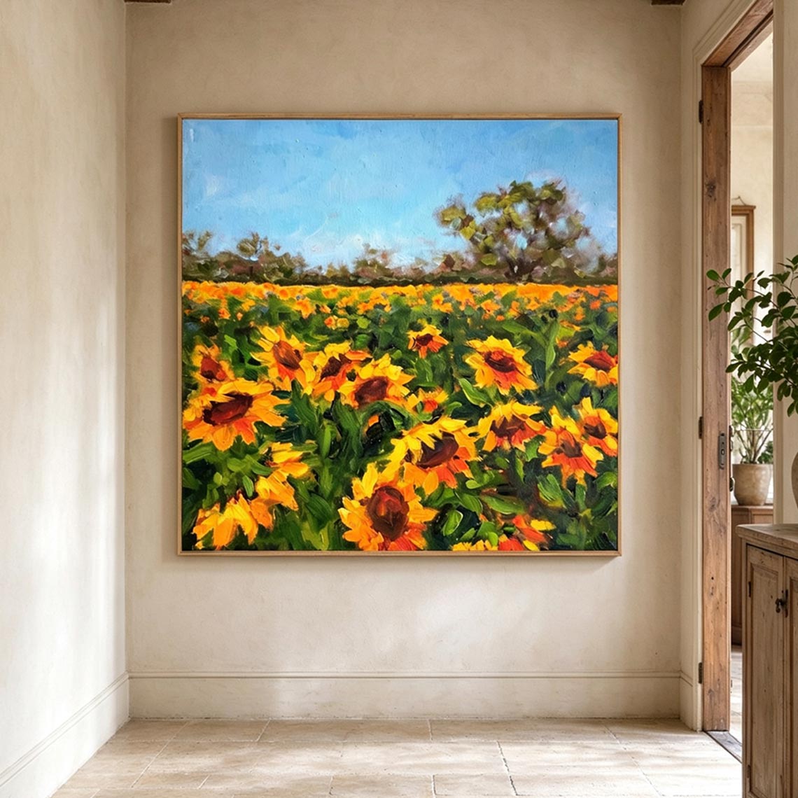 Sunflower Field Landscape Wall Art #FL070