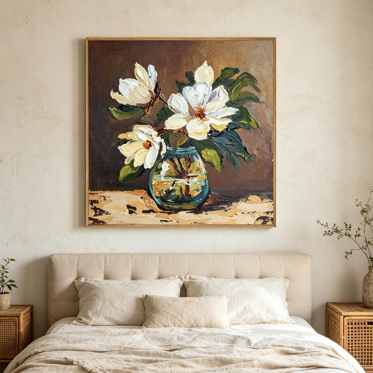 White Magnolia Vase Wall Art #FL073