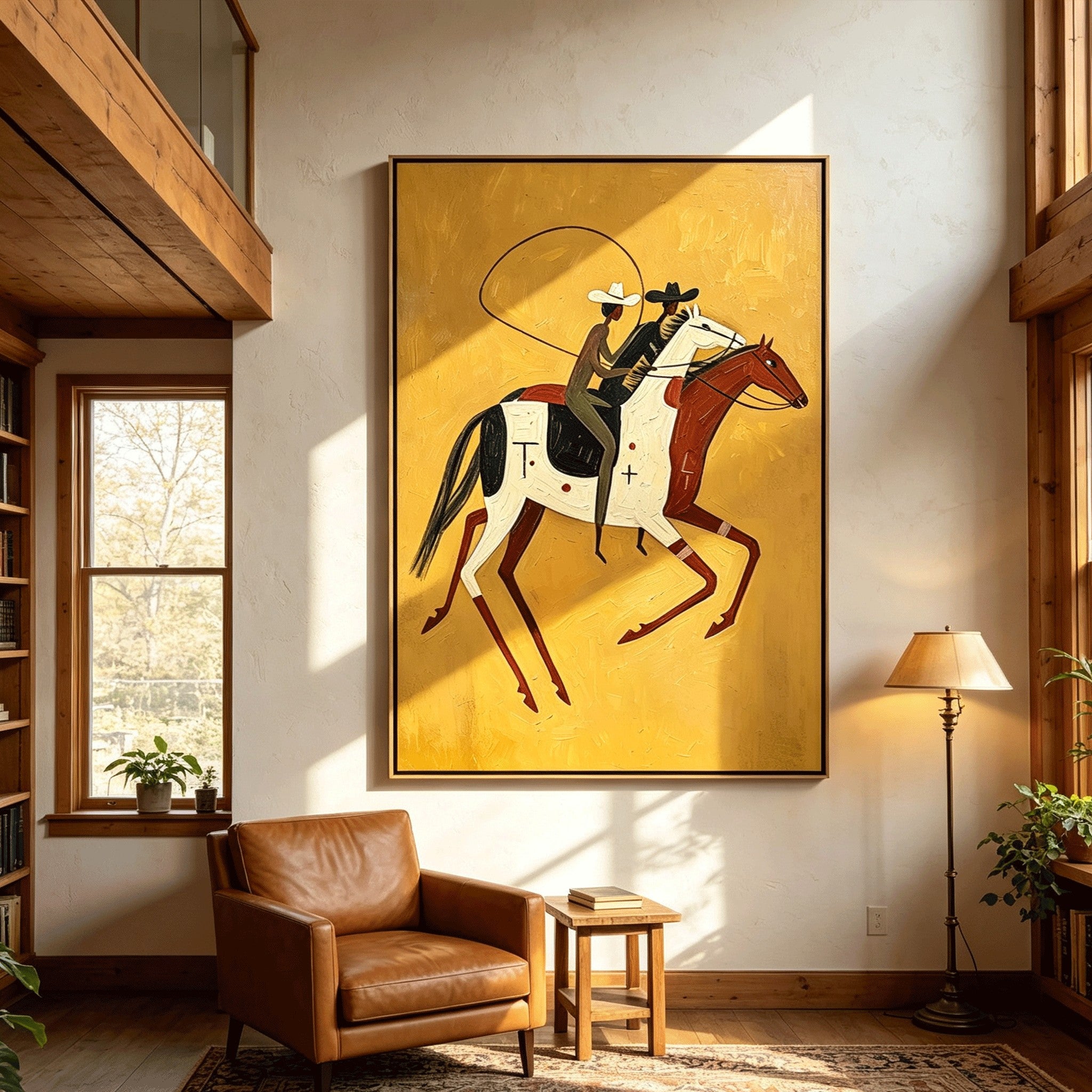 The Lasso – Whimsical Folk Art Cowboy Painting #HA060