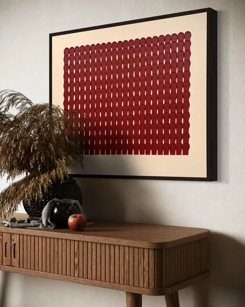 Minimalist Red Geometric Wall Art – Abstract Modern Canvas #MA027