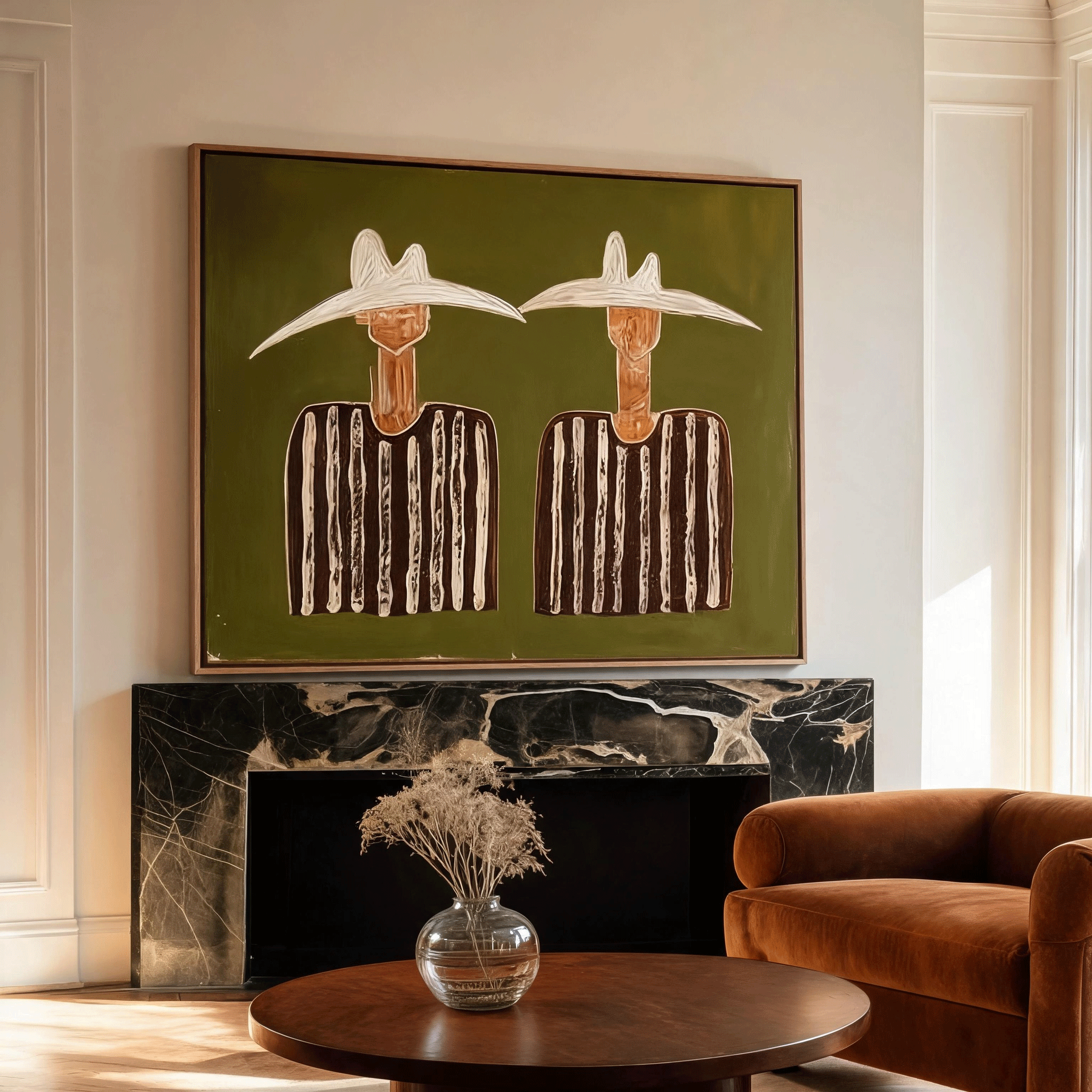 Modern Cowboy Wall Art | Minimalist Western Oil Painting #MA042