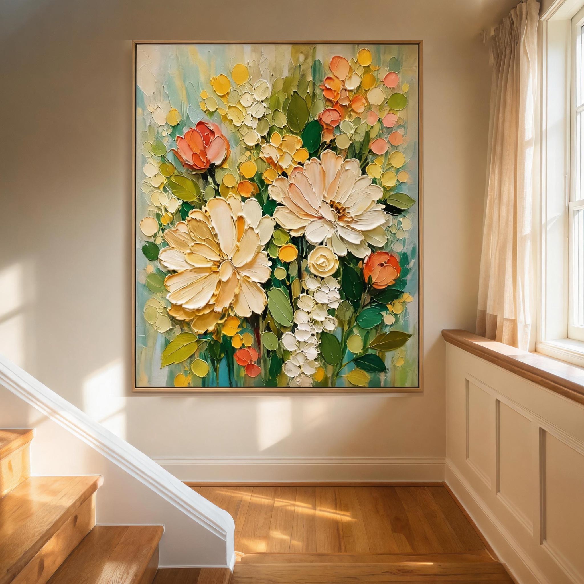 Cream Floral Bouquet Wall Art #FL039