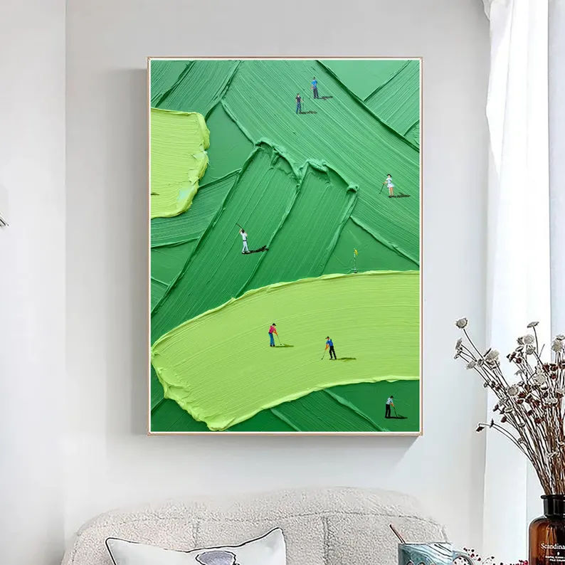 On the Green — Textured Golf Course Impasto Canvas Wall Art #PP006