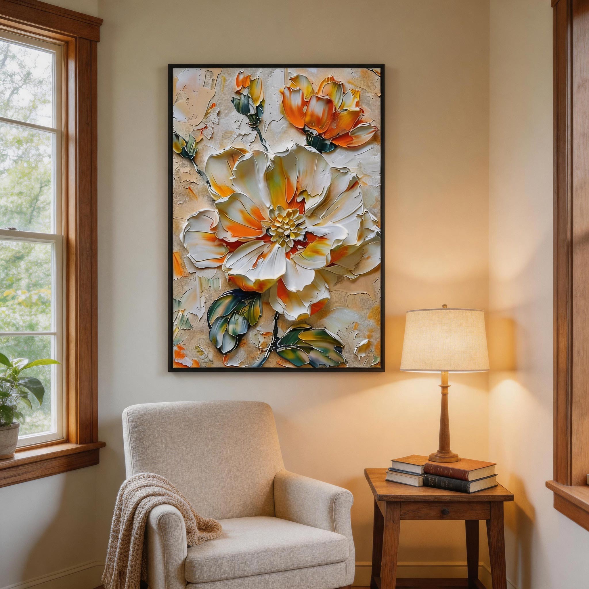 Textured Ivory Bloom Wall Art #FL014