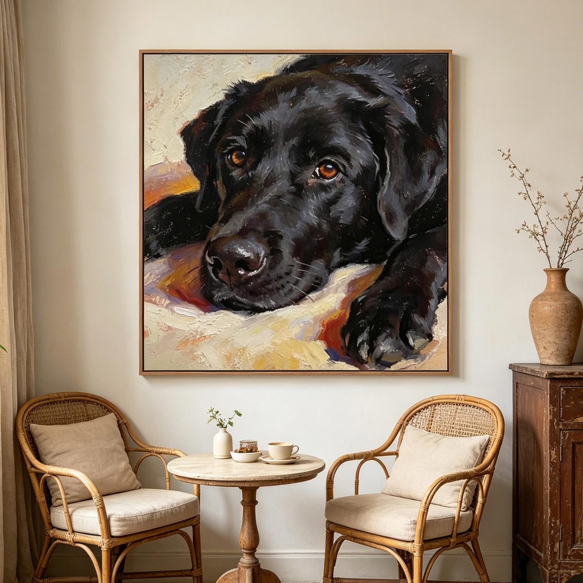 Black Labrador Portrait Wall Art #AN032