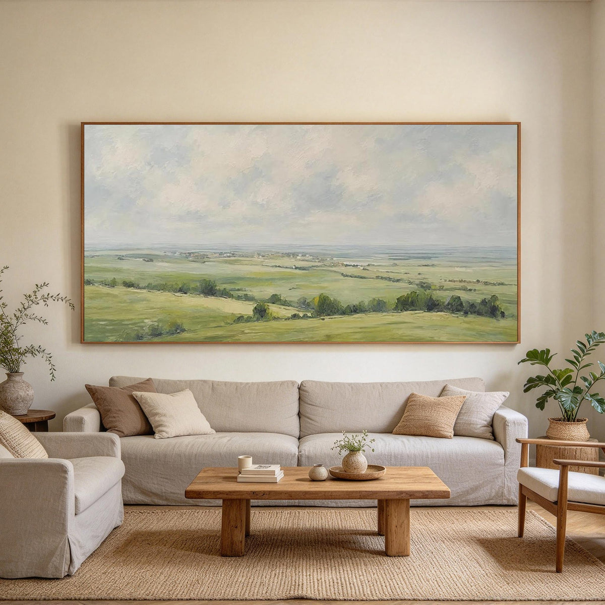 Soft Green Countryside Landscape Wall Art #LS072