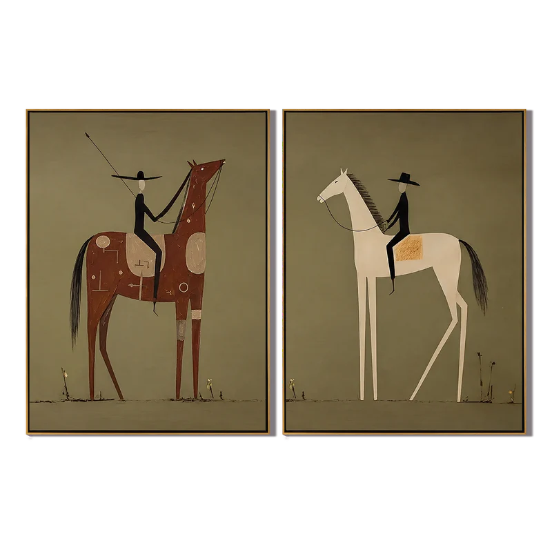 Desert Vanguard – Whimsical Geometric Horse Painting #HA057