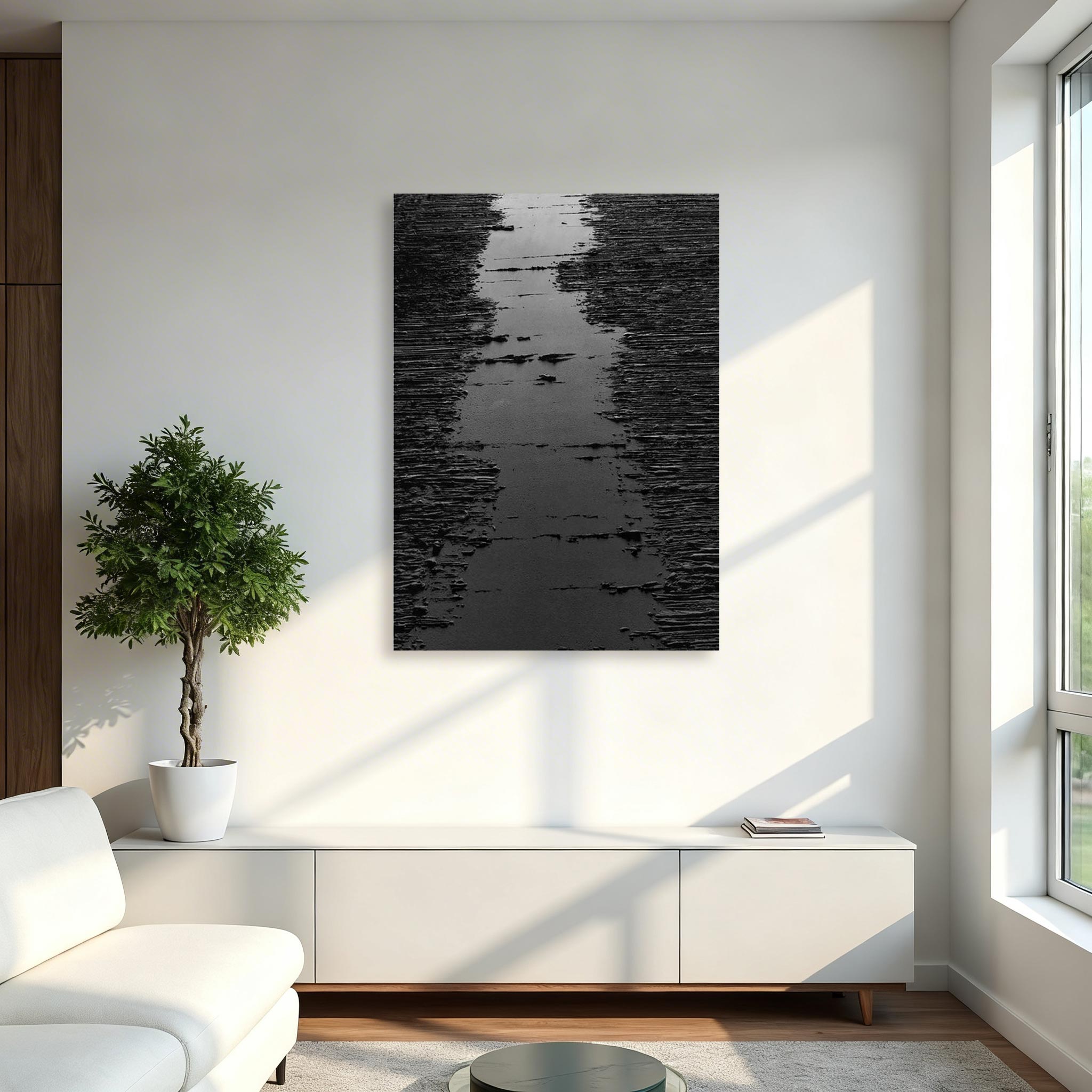 Black and White Minimalist Abstract Wall Art #MA019