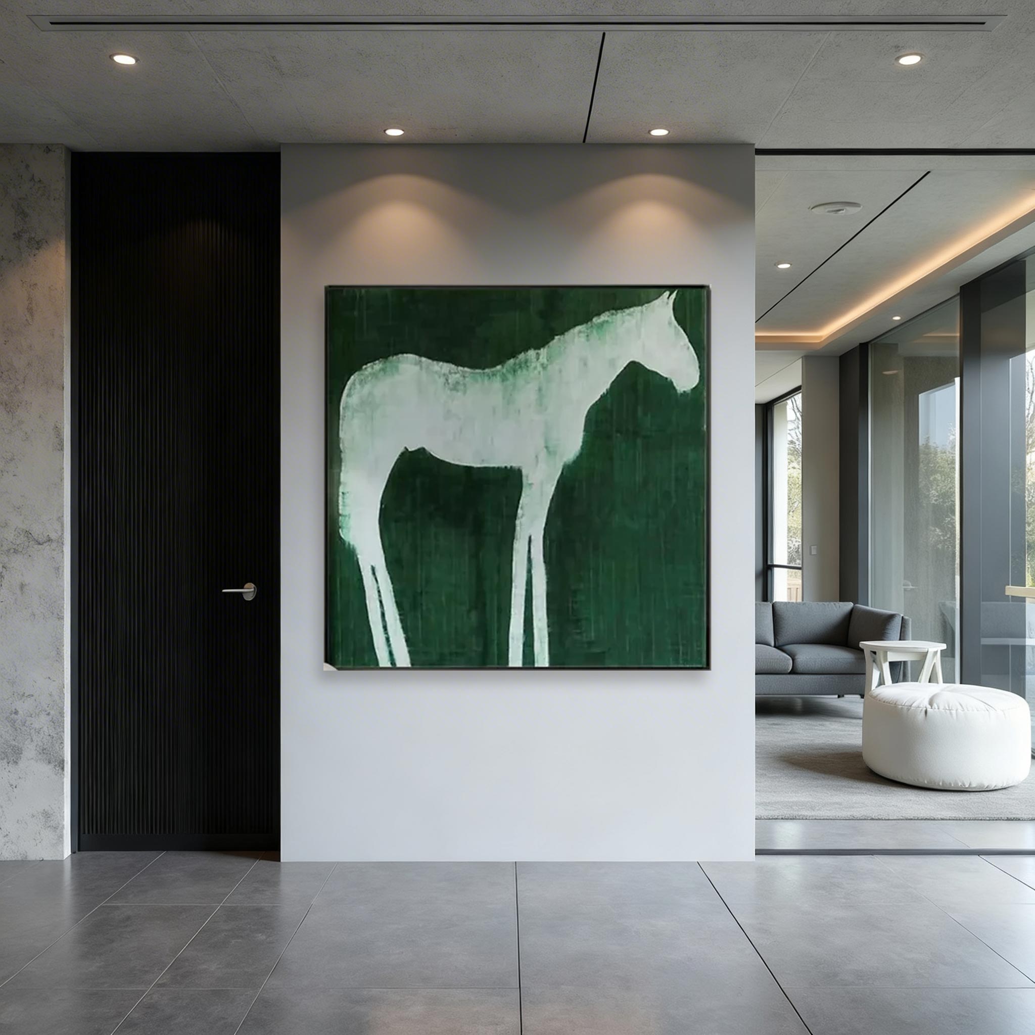 Abstract White Horse Canvas Wall Art #HA014