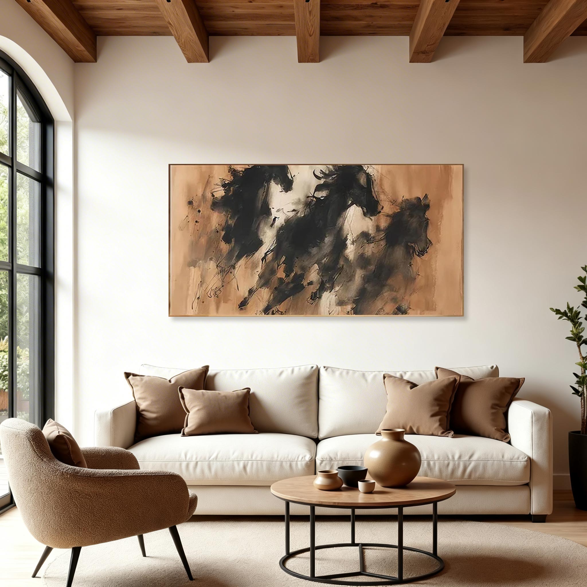 Abstract Three Horses Canvas Wall Art #HA012
