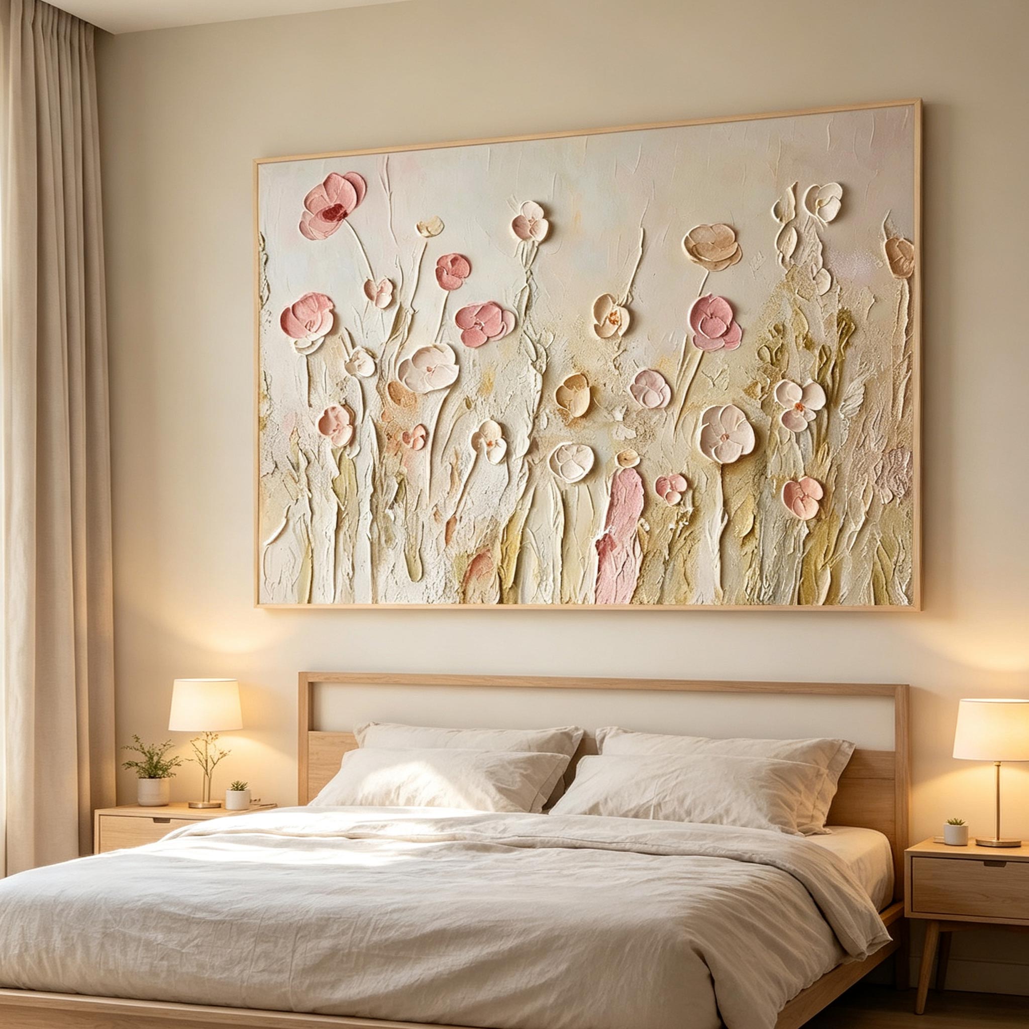 Textured Pink Wildflower Wall Art #FL071