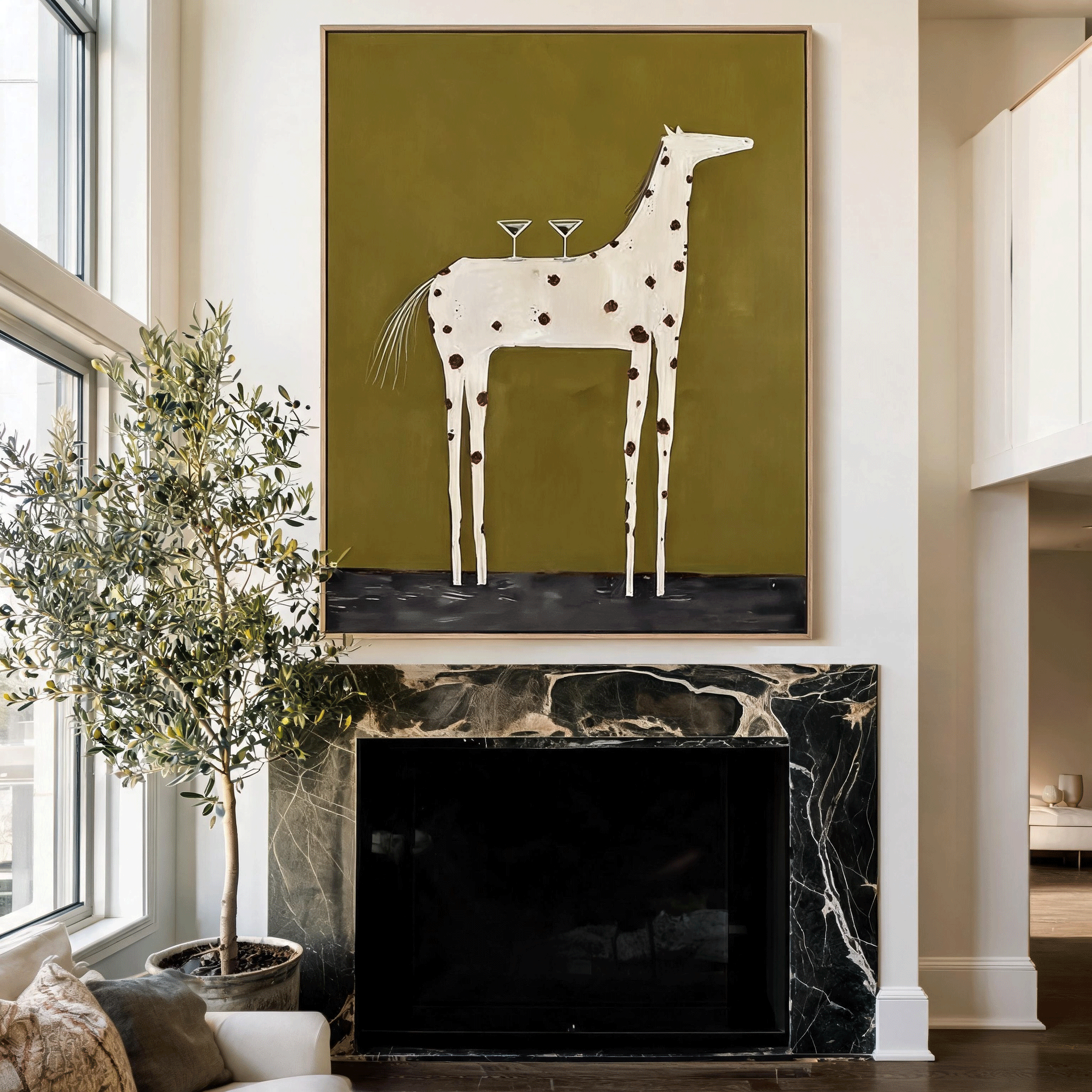 Minimalist Horse Wall Art | Modern Figurative Oil Painting #HA052