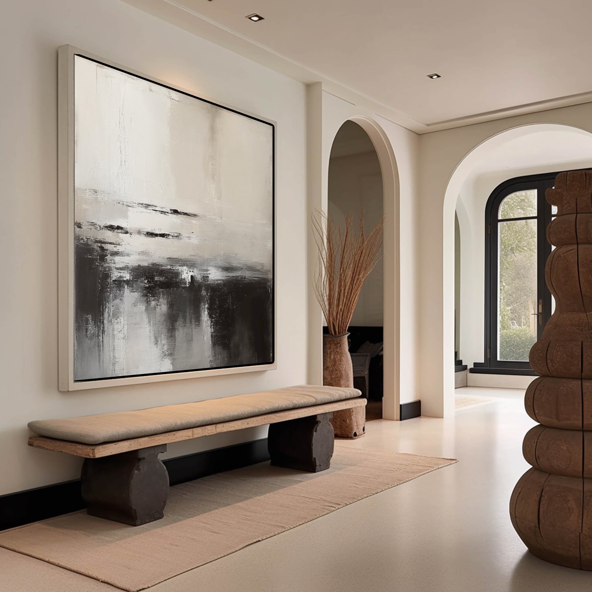 Abstract Landscape With Black White Painting #AB003