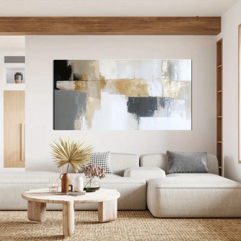 Modern Abstract Wall Art Painting  - Gold, Black #AB014