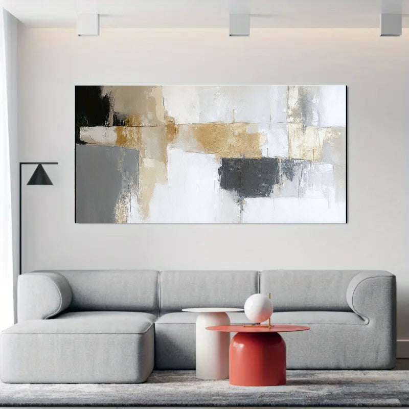 Modern Abstract Wall Art Painting  - Gold, Black #AB014