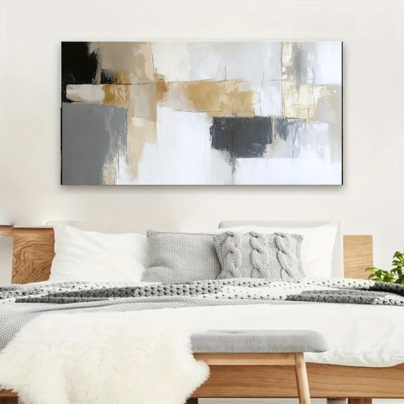 Modern Abstract Wall Art Painting  - Gold, Black #AB014