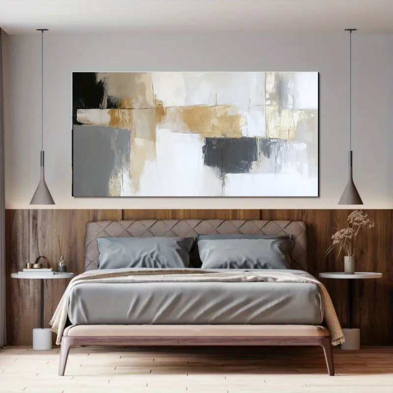 Modern Abstract Wall Art Painting  - Gold, Black #AB014